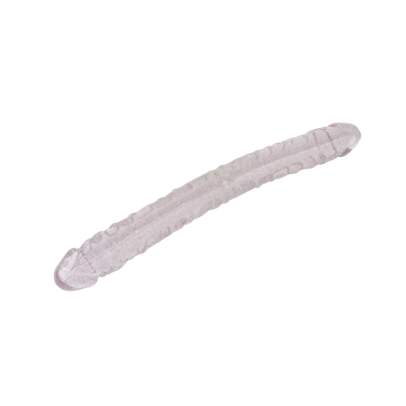 Dobbelthovedet Ultra-clear Glitter Dildo
